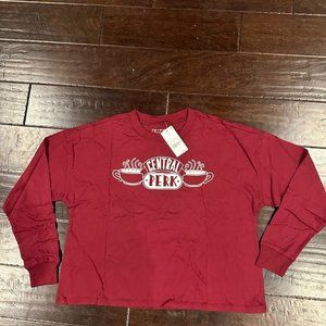 Women's Friends Central Perk Graphic Shirt TV Long Sleeve f.r.i.e.n.d.s RED XS